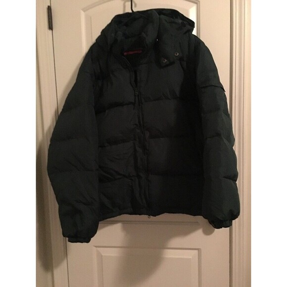 St. John's Bay Men's Puffer Full Zip Jacket Coat Hooded Size XXL Green